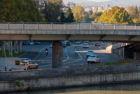 Georgia, Tbilisi - October 24, 2020: Traffic on city street.