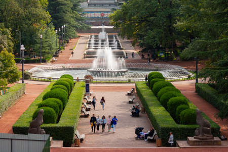 Georgia, Tbilisi - October 11, 2020: People walk in the city park.のeditorial素材