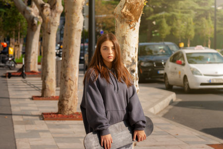 Beautiful teenage girl in Tbilisi. Capital of Georgia.の写真素材