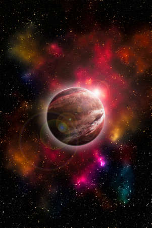 Unknown planet from outer space. Space nebula. Cosmic cluster of stars. Outer space background. 3D...
