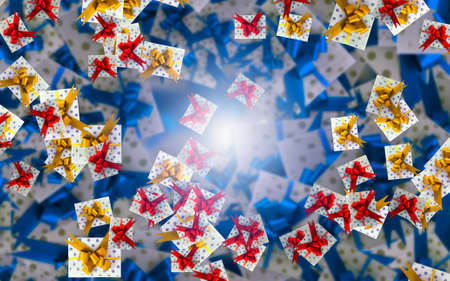 Christmas gift scattered on blurredの写真素材