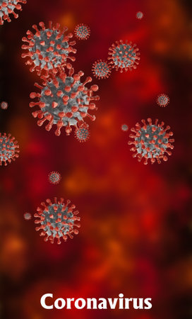 Image of flu COVID-19 virus cell. Coronavirus Covid 19 outbreak influenza background. Pandemic medical health risk. 3D illustration concept.の写真素材