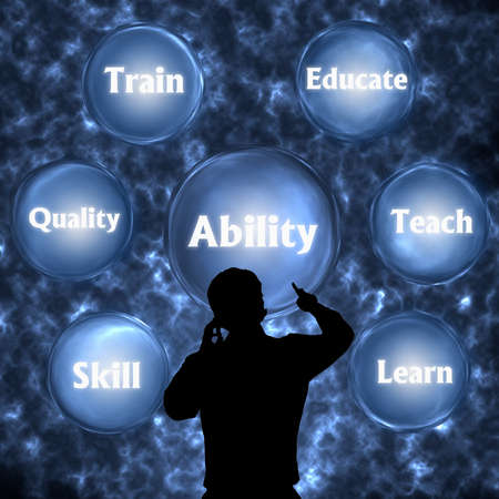 Abstract background with ABILITY concept. Thinking, Success and Creativity. 3d illustration.の写真素材