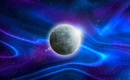 Unknown planet from outer space. Space nebula. Cosmic cluster of stars. Outer space background. 3D Illustration.の写真素材