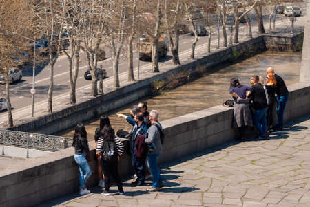 Georgia, Tbilisi - April 15, 2021: Tourists enjoying city view on a beautiful day.のeditorial素材