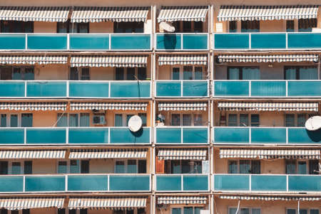 Georgia, Tbilisi - April 24, 2021: Windows and balconies of the old house building.のeditorial素材