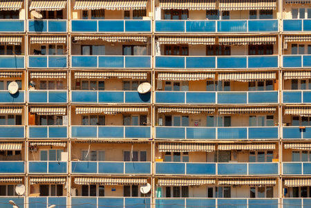 Georgia, Tbilisi - April 24, 2021: Windows and balconies of the old house building.のeditorial素材