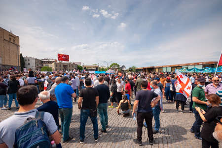 Georgia, Tbilisi - May 23, 2021: Massive Protest Against Namakhvani HPP Underway in Tbilisi.のeditorial素材