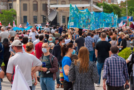 Georgia, Tbilisi - May 23, 2021: Massive Protest Against Namakhvani HPP Underway in Tbilisi.のeditorial素材