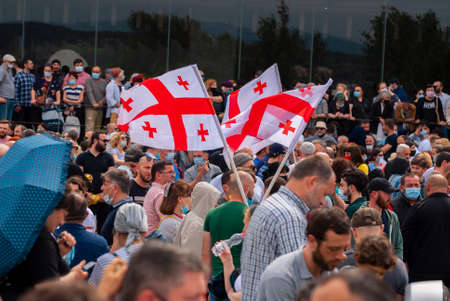 Georgia, Tbilisi - May 23, 2021: Massive Protest Against Namakhvani HPP Underway in Tbilisi.のeditorial素材