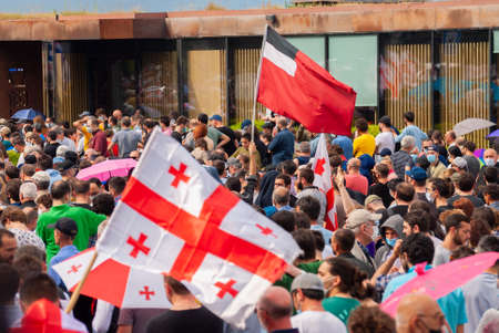 Georgia, Tbilisi - May 23, 2021: Massive Protest Against Namakhvani HPP Underway in Tbilisi.のeditorial素材