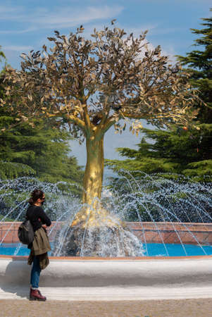 Georgia, Tbilisi - May 8, 2021: Mtatsminda Park on Mtatsminda mountain. Travel.のeditorial素材