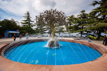 Georgia, Tbilisi - May 8, 2021: Mtatsminda Park on Mtatsminda mountain. Travel.のeditorial素材