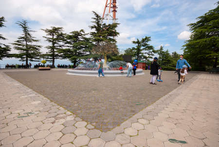 Georgia, Tbilisi - May 8, 2021: Mtatsminda Park on Mtatsminda mountain. Travel.