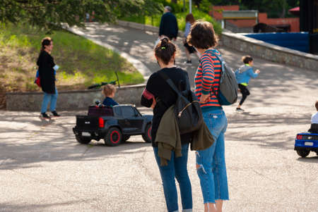 Georgia, Tbilisi - May 8, 2021: People in the city park.