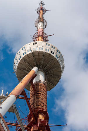 Georgia, Tbilisi - May 8, 2021: TV Broadcasting Tower on Mtatsminda Hill in Tbilisi, Georgia.のeditorial素材