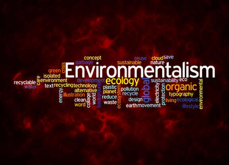 Word Cloud with ENVIRONMENTALISM concept create with text only.の写真素材
