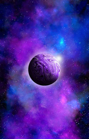 Unknown planet from outer space. Space nebula. Cosmic cluster of stars. Outer space background. 3D Illustration.の写真素材
