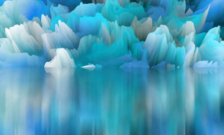 magical world. Abstract Landscape, surreal lake and reflections. art, creativity and imagination. 3d...