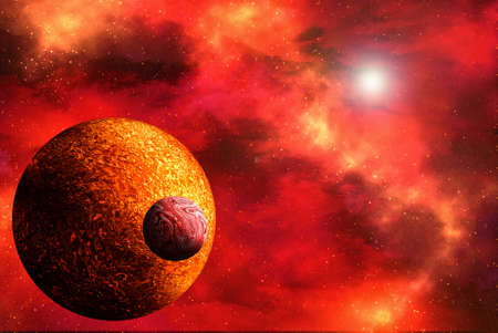 Unknown planet from outer space. Space nebula. Cosmic cluster of stars. Outer space background. 3D...