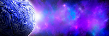 Unknown planet from outer space. Space nebula. Cosmic cluster of stars. Outer space background. 3D Illustration.の写真素材