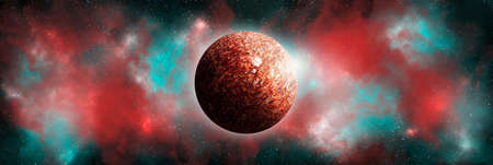 Unknown planet from outer space. Space nebula. Cosmic cluster of stars. Outer space background. 3D...