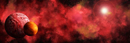 Unknown planet from outer space. Space nebula. Cosmic cluster of stars. Outer space background. 3D Illustration.の写真素材