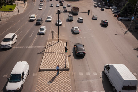 Georgia, Tbilisi - September 17, 2022: Traffic on city street.