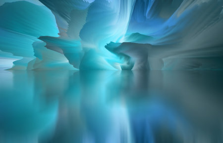 magical world. Abstract Landscape, surreal lake and reflections. art, creativity and imagination. 3d illustration.の写真素材