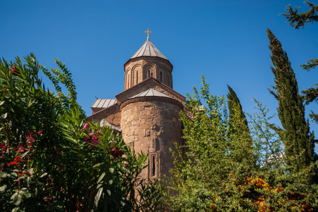 Georgia, Tbilisi - September 25, 2022: View of Metekhi church in Tbilisi.のeditorial素材