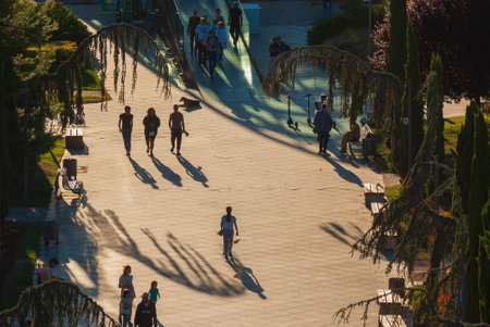 Georgia, Tbilisi - September 14, 2022: People walk in the city park.