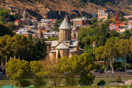 Georgia, Tbilisi - September 17, 2022: View of Sioni church in Tbilisi.のeditorial素材
