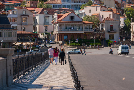 Georgia, Tbilisi - September 25, 2022: Evening View Of Tbilisi. Georgia. beautiful old town.のeditorial素材