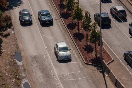Georgia, Tbilisi - September 25, 2022: Traffic on city street.のeditorial素材