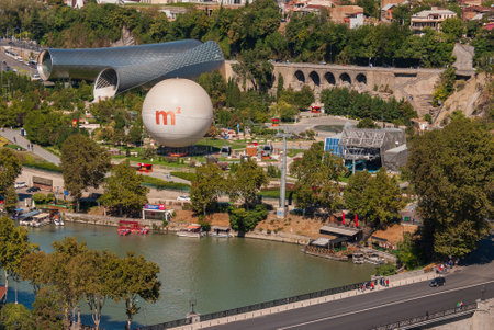 Georgia, Tbilisi - September 25, 2022: Air excursion balloon in Tbilisi, Capital of Georgia.のeditorial素材