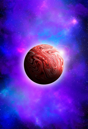 Unknown planet from outer space. Space nebula. Cosmic cluster of stars. Outer space background. 3D Illustration.の写真素材