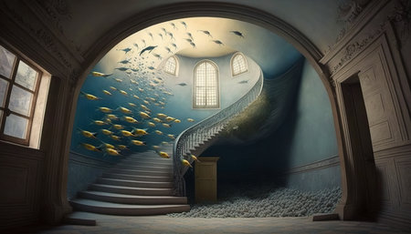 Surreal mystical fantasy artwork. generative AI,の素材