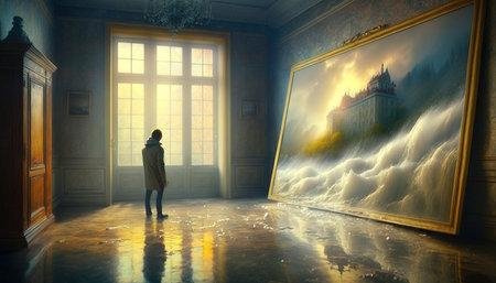 Surreal mystical fantasy artwork. generative AI,の素材