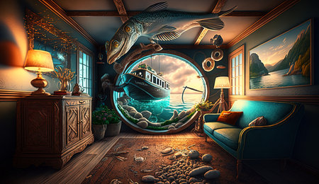 Surreal mystical fantasy artwork. generative AI,の素材