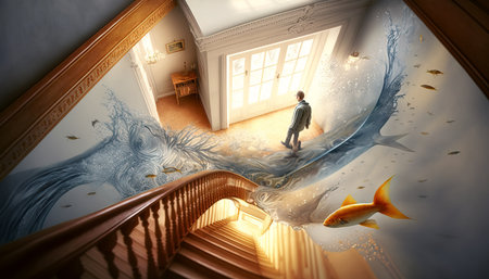 Surreal mystical fantasy artwork. generative AI,の素材