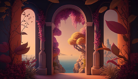 Surreal mystical fantasy artwork. generative AI,の素材