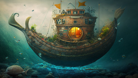 Surreal mystical fantasy artwork. generative AI,の素材