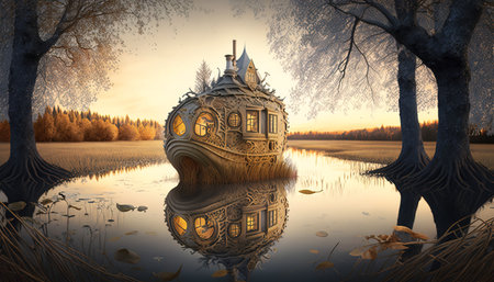 Surreal mystical fantasy artwork. generative AI,の素材