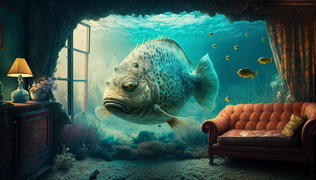 Surreal mystical fantasy artwork. generative AI,の素材