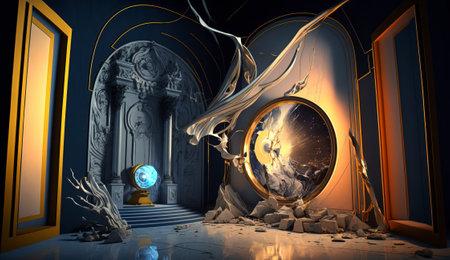 Surreal mystical fantasy artwork. generative AI,の素材