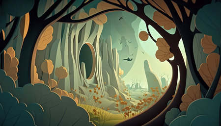 Surreal mystical fantasy artwork. generative AI,の素材