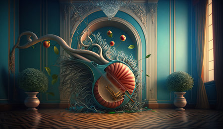 Surreal mystical fantasy artwork. Generative AI,の素材