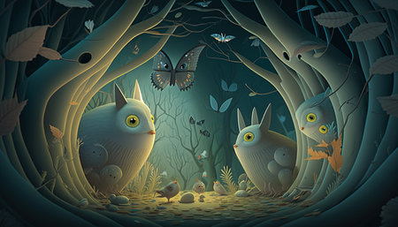 Surreal mystical fantasy artwork. Generative AI,の素材