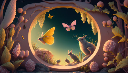 Surreal mystical fantasy artwork. Generative AI,の素材
