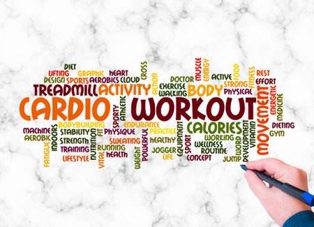 Word Cloud with CARDIO WORKOUT concept create with text only.の写真素材